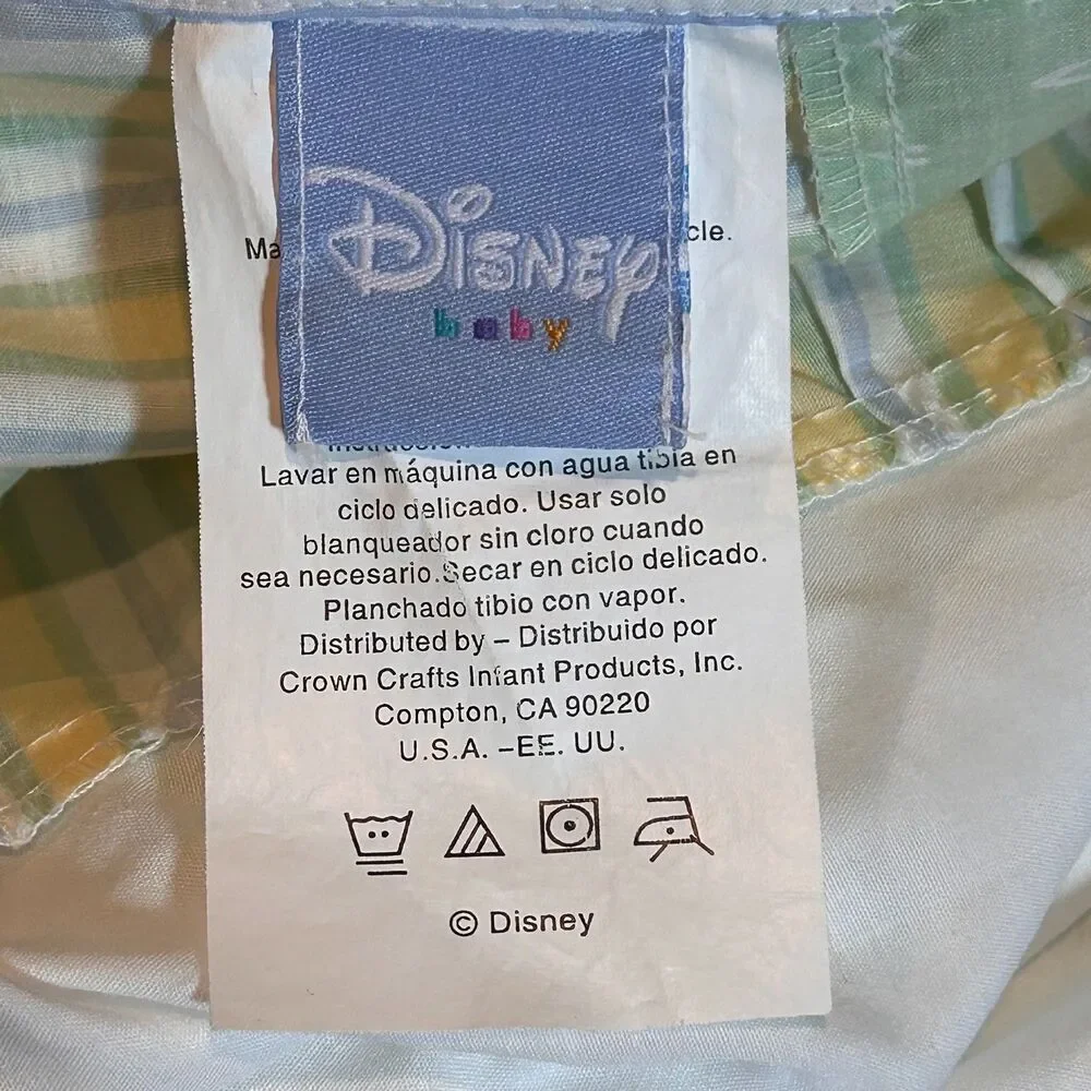 Vintage Disney Peek a Pooh Boo 3 Piece Crib Set Quilted Comforter Sheet Ruffle